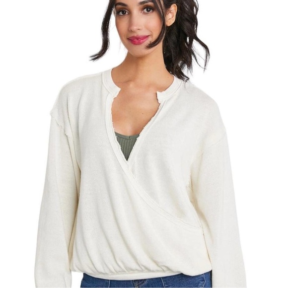 Free People We The Free Anyway Tee Wrap Top in Gardenia, Oversized XS - Picture 6 of 15